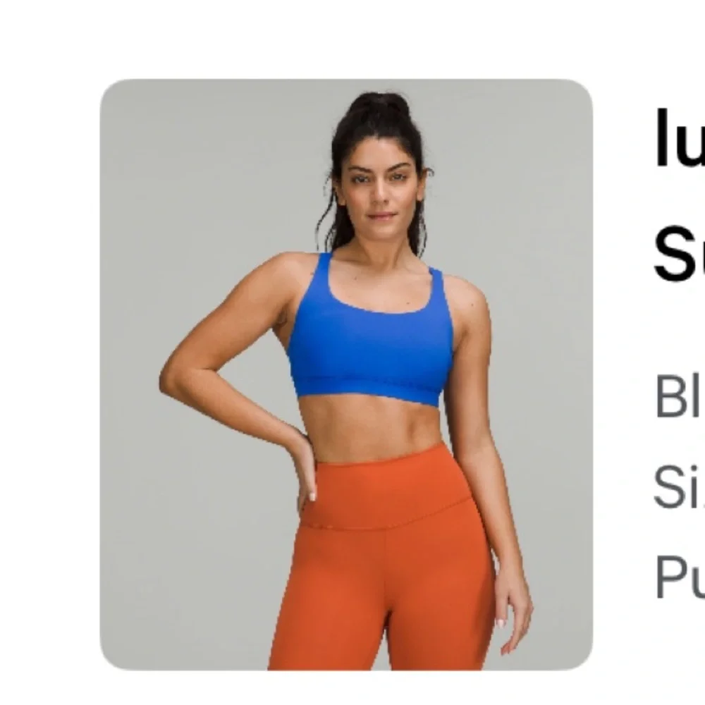 NWOT 🍋 Lululemon Blazer Blue Tone Energy Bra Size 4
